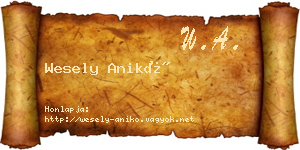 Wesely Anikó névjegykártya